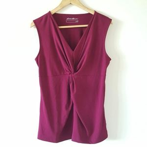 Eddie Bauer Tunic Tank Top Twist Knot V-neck
